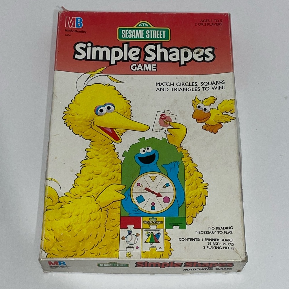 Sesame Street Muppets Simple Shapes Game Milton Bradley 1989 Vintage